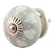 Sage Green White Hearted Ceramic Knobs 